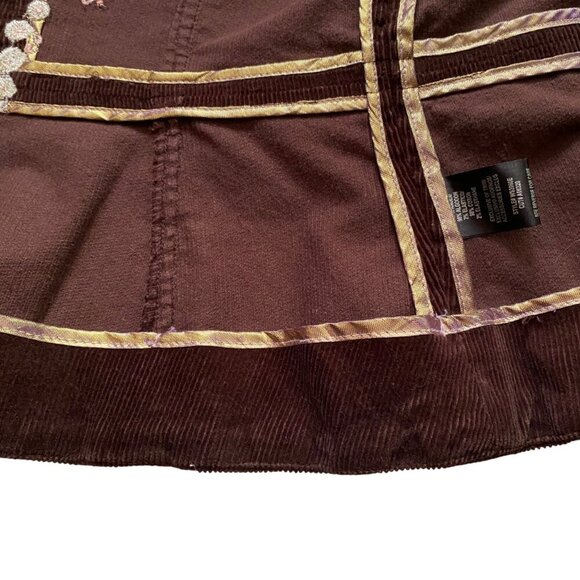 Y2K corduroy floral embroidered dark brown True Meaning  blazer jacket - Picture 14 of 16